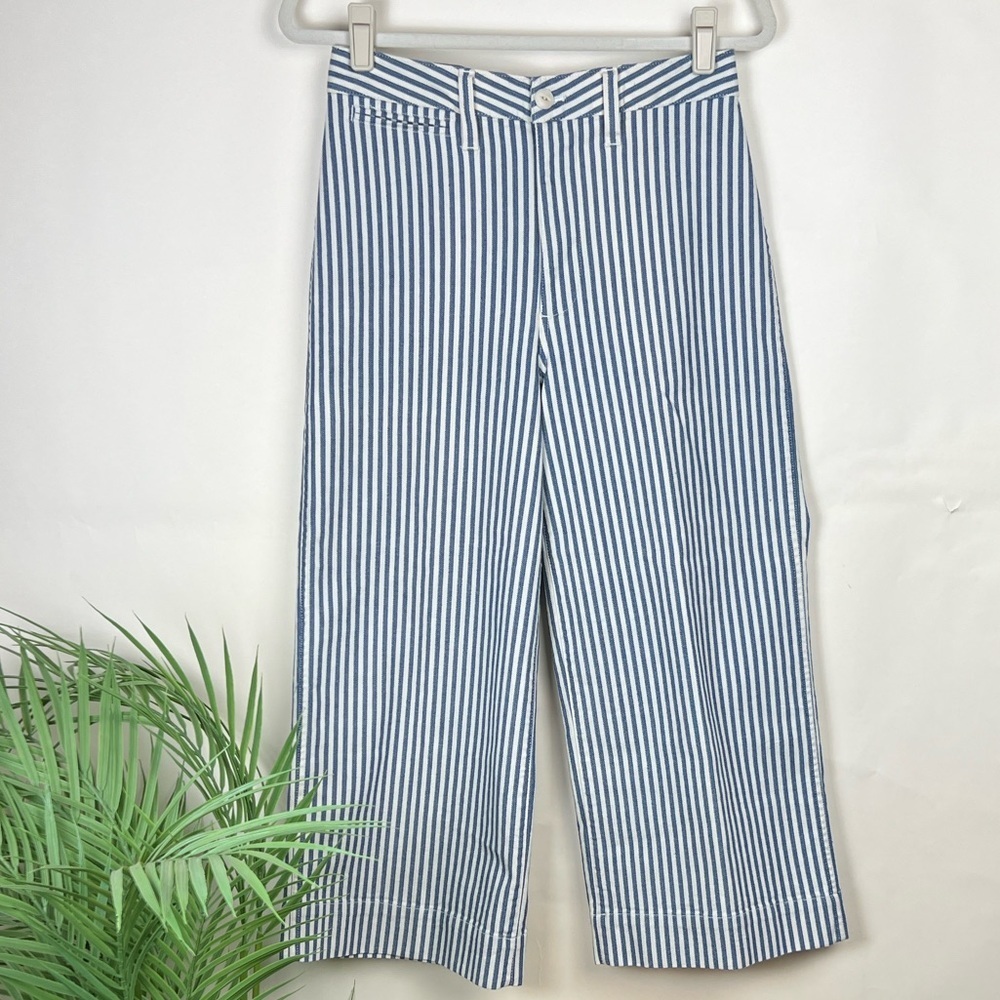 NWT Madewell Emmet Blue White Striped Jeans
Petite 28 Wide Leg Crop High Waist - Picture 4 of 10